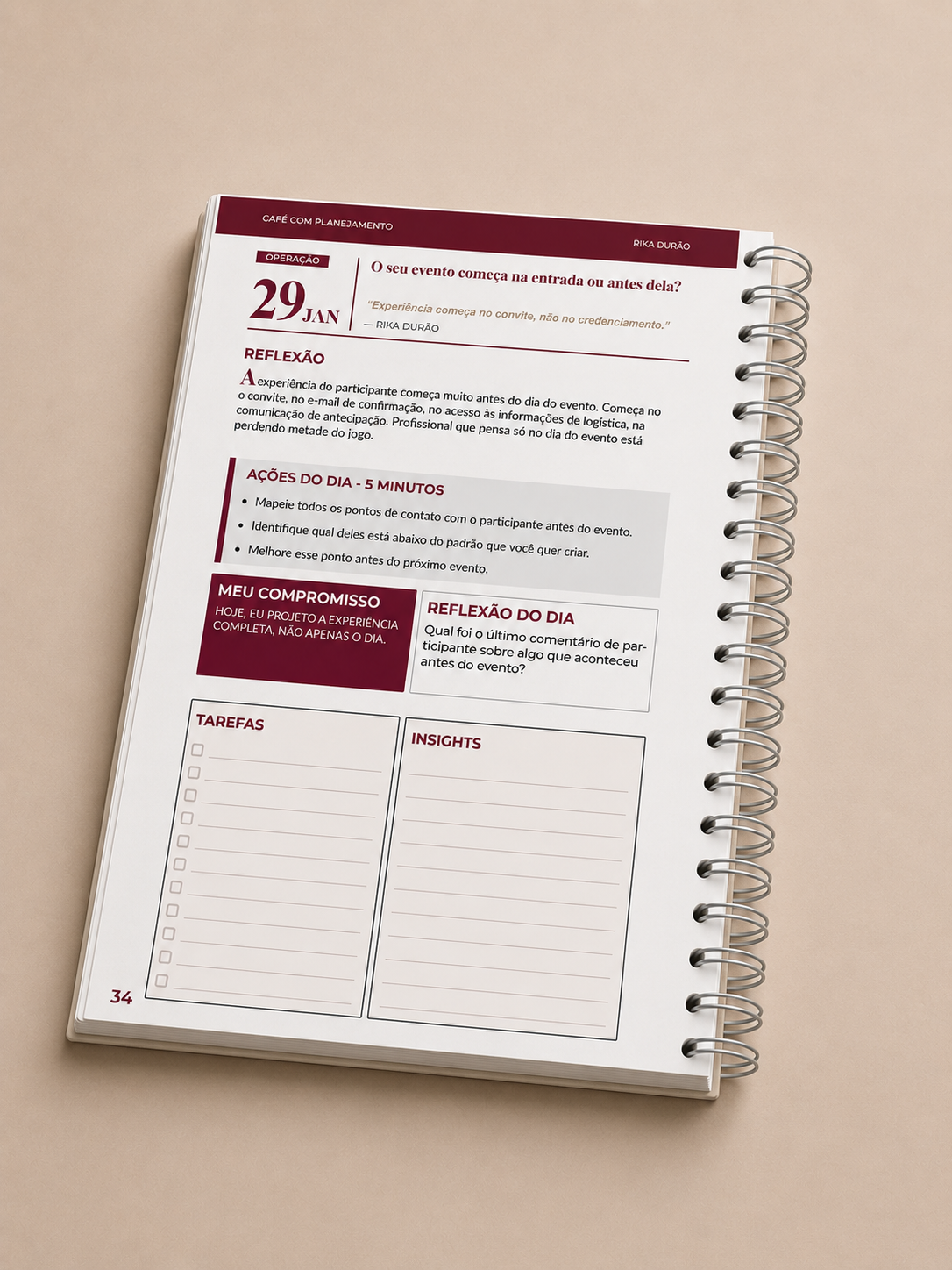 Miolo do planner — Página diária
