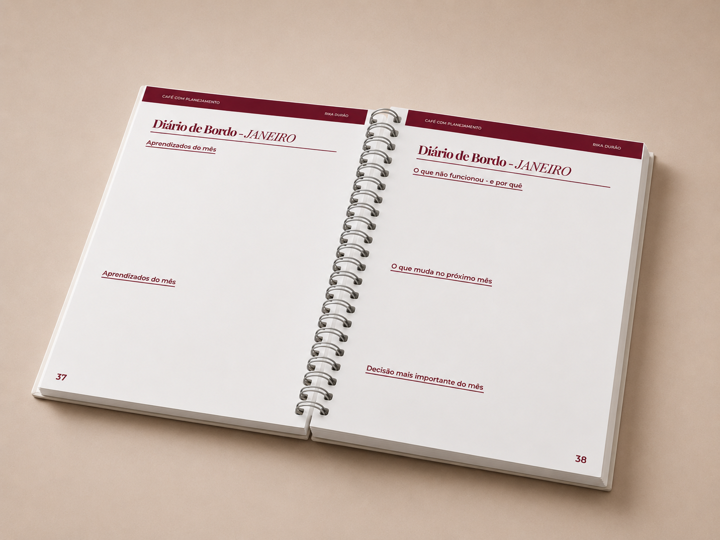 Miolo do planner — Diário de bordo